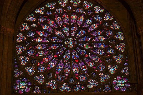 South Rose Window-Jesus and Disciples stained glass-Notre Dame Cathedral-Paris-France